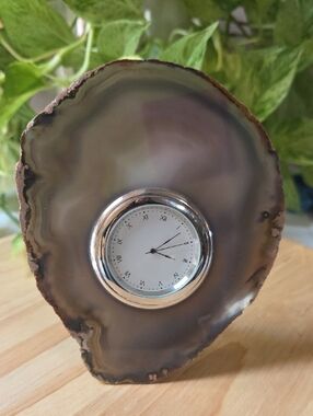 Rablabs Agate Slice Table Clock - Brown/Gray/Purple Decorative Table Accent